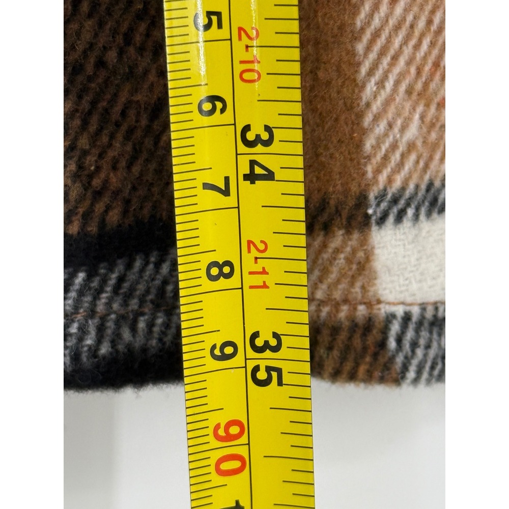Brown Plaid Pinafore Jumper Dress Womens Sz M V-Neck Button Front Sleeveless - Picture 3 of 9